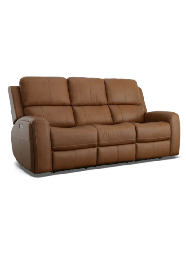 Linden Power Reclining Sofa, Flexsteel reclining sofa, Zero Gravity recliner, leather power recliner, modern reclining couch, Flexsteel furniture, Blue Steel Spring support, comfortable home seating