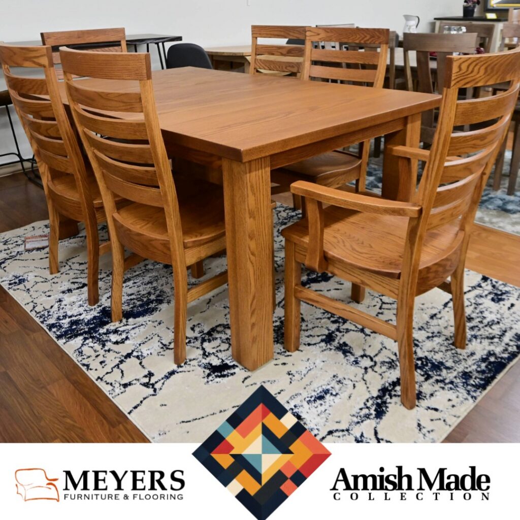 Amish oak dining set with arm chairs – Meyers Furniture Rochelle