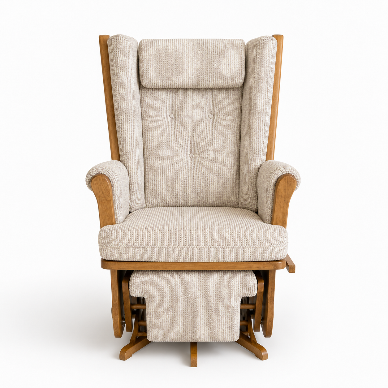 Amish Cream Upholstered Rocker Recliner - Image 4