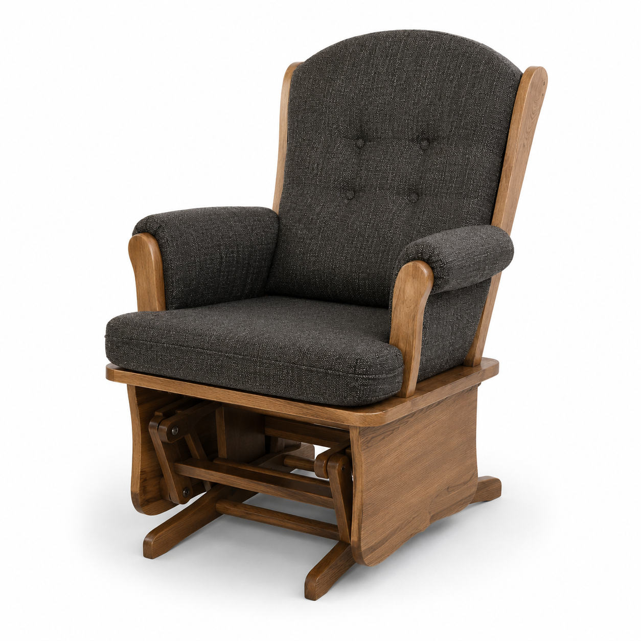 Amish Dark Upholstery Rocking Chair With Ottoman - Image 2
