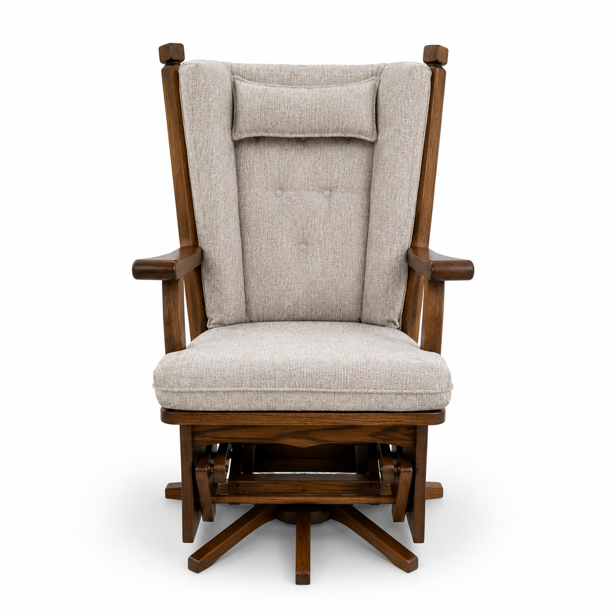 Amish Upholstery Rocking Chair With Wooden Arms - Image 2