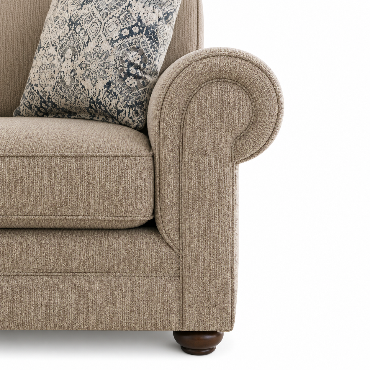 Neutral Upholstered Tight Back Couch - Image 2