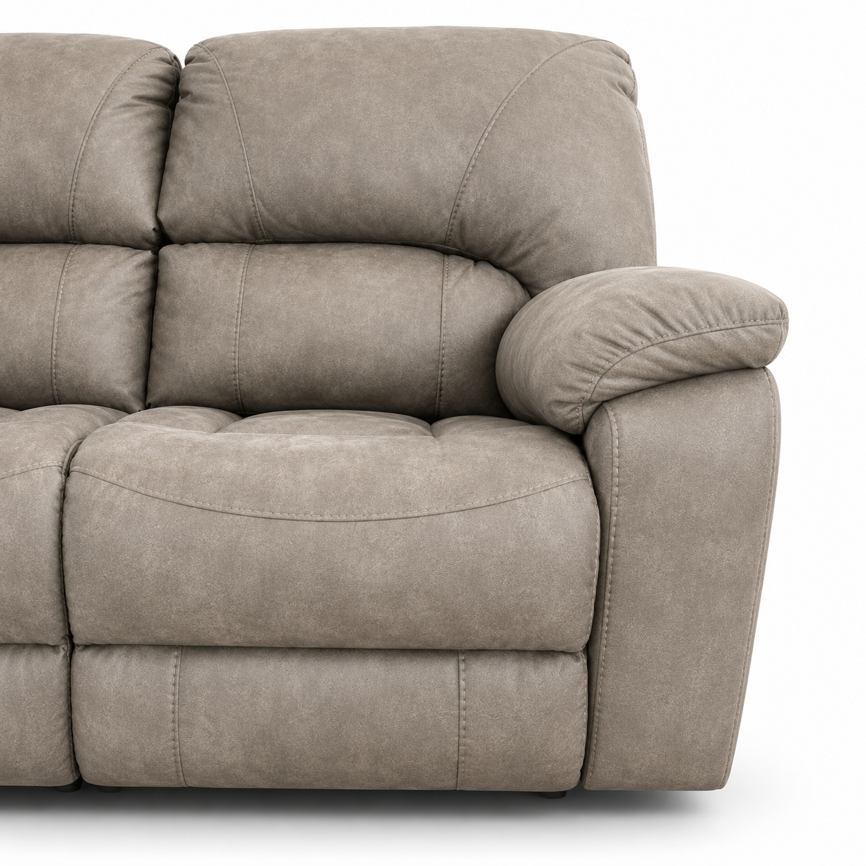 Plush Light Grey Manual Reclining Sofa - Image 3