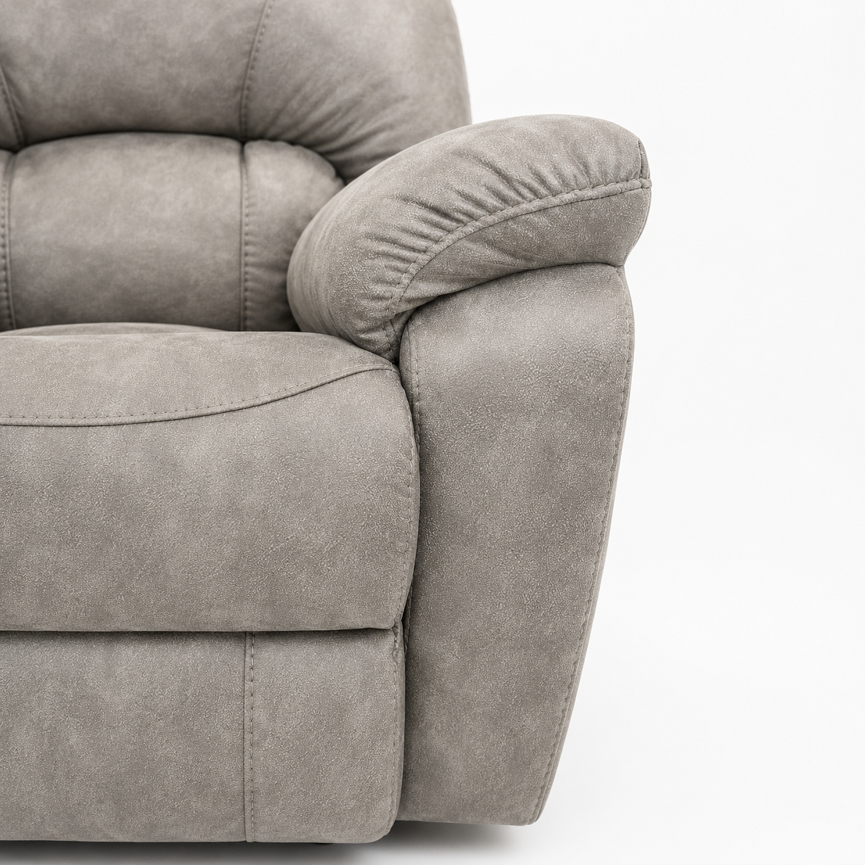 Plush Light Gray Manaul Reclining Chair - Image 5