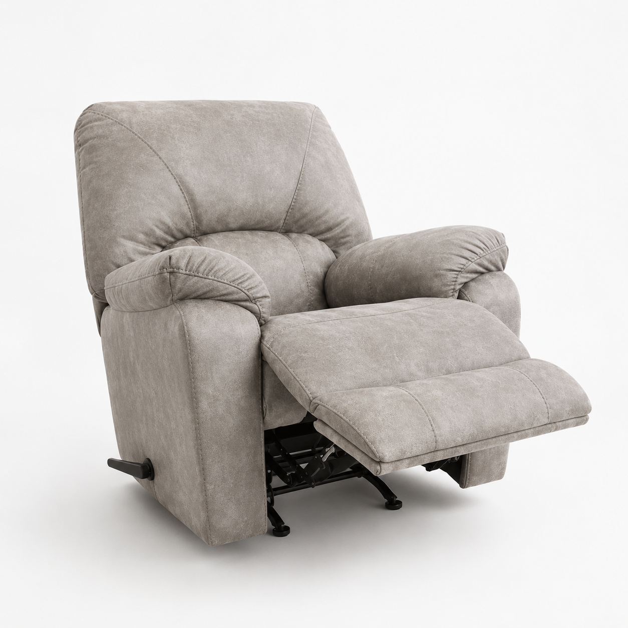 Plush Light Gray Manaul Reclining Chair - Image 3