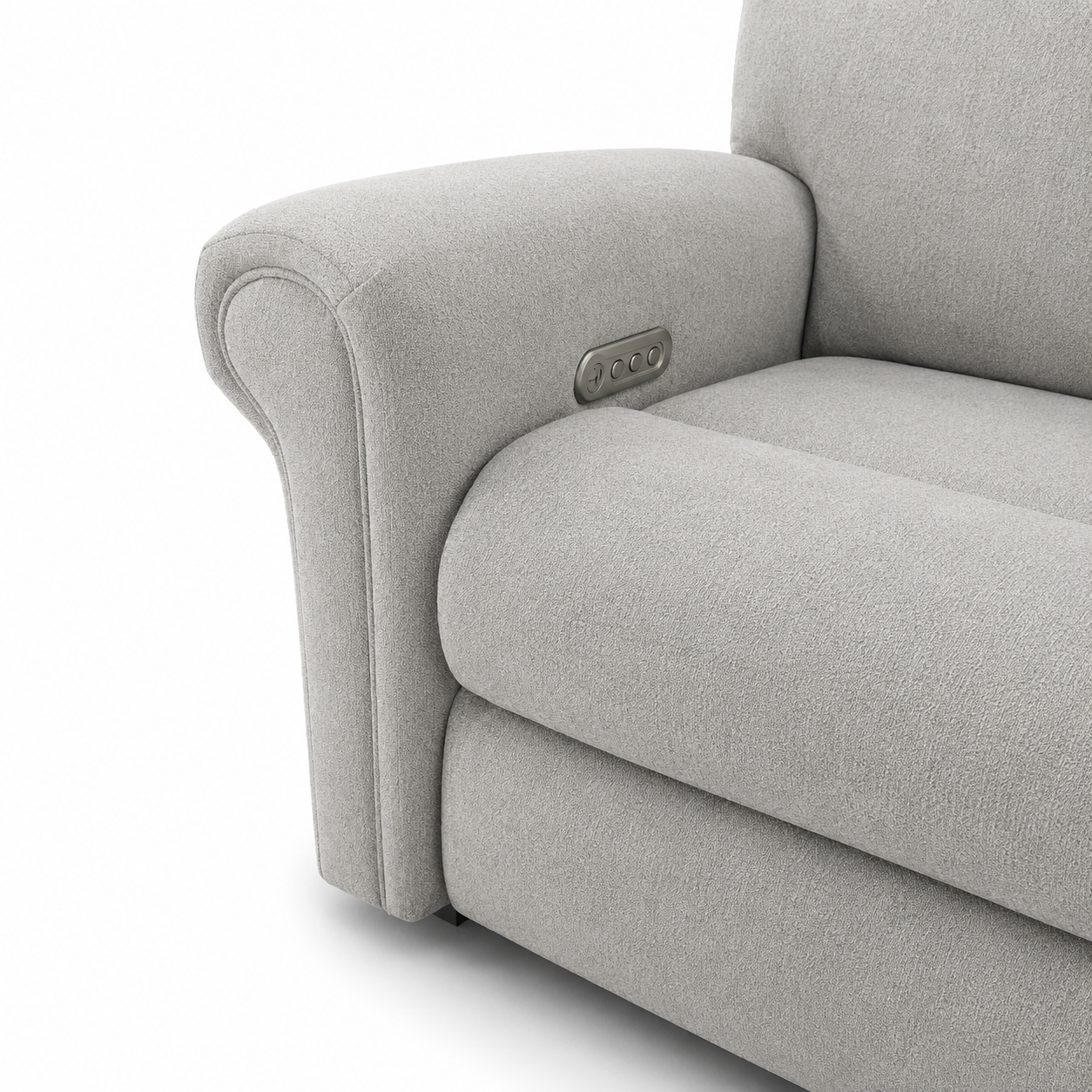 Light Gray Power Reclining Sofa with Headrest and Lumbar Support - Image 3