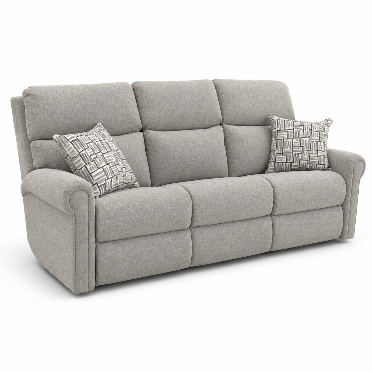 Light Gray Power Reclining Sofa with Headrest and Lumbar Support - Image 5