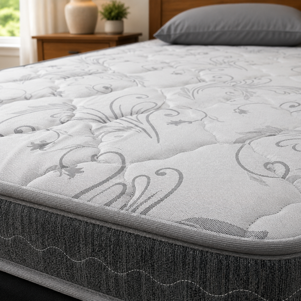 Spring Air Sleepmate mattress featuring a quilted cooling sleep surface with supportive high-density foam construction.