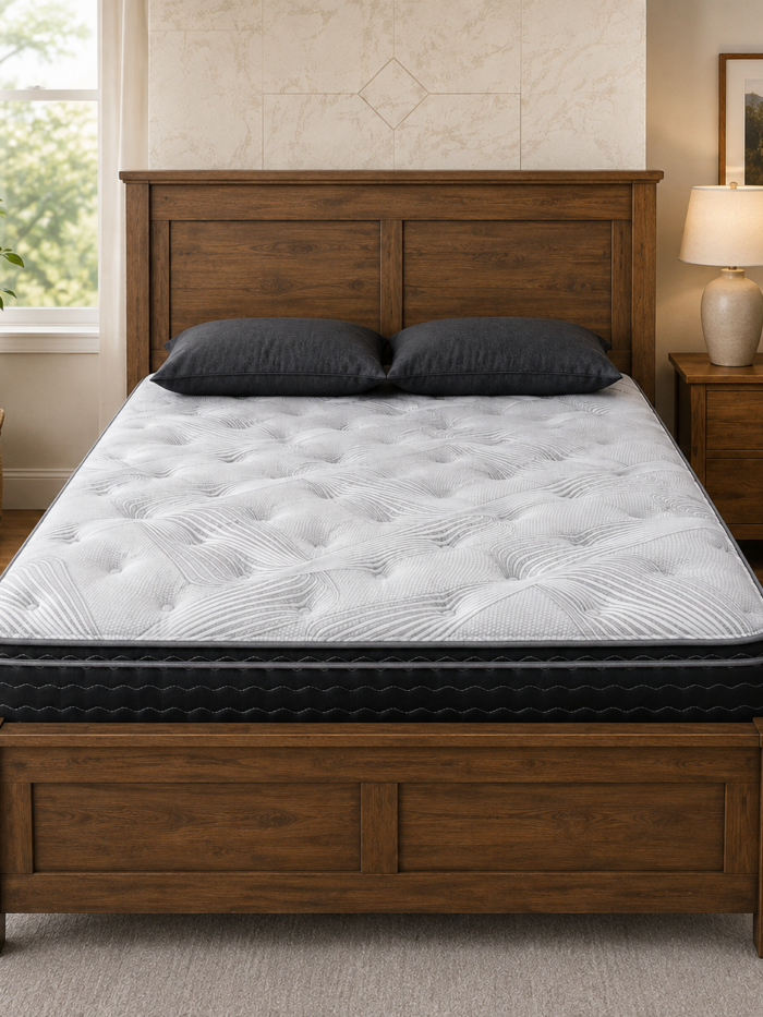 Spring Air Ivy Pillowtop mattress with cooling foam and edge-to-edge independent coil support.
