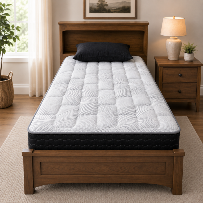 Spring Air Ivy Brick Firm mattress featuring a cooling foam sleep surface with edge-to-edge independent coil support.