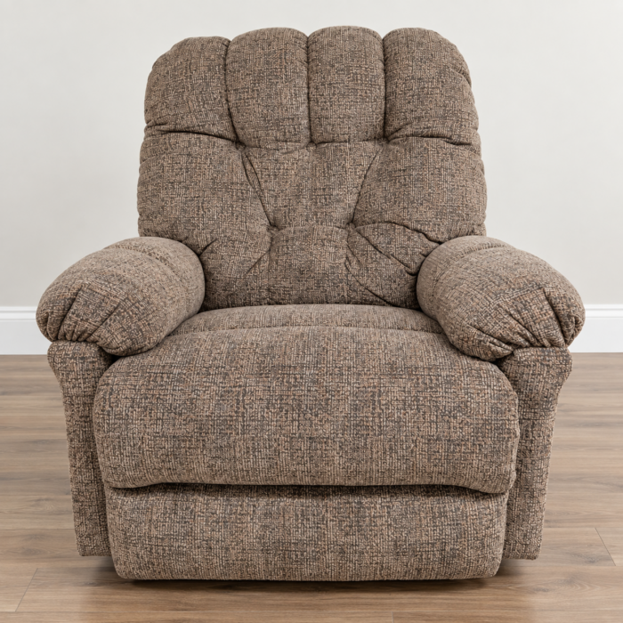 Best Home Furnishings mocha recliner with textured upholstery, tufted back and pillow arms